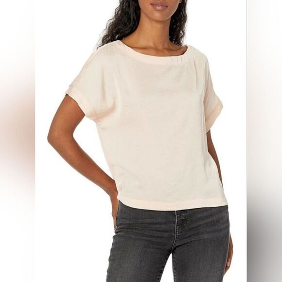 NWT Cupcakes & Cashmere Koryn Satin Boat Neck Tea Rose Blouse (S & M) - Picture 1 of 7